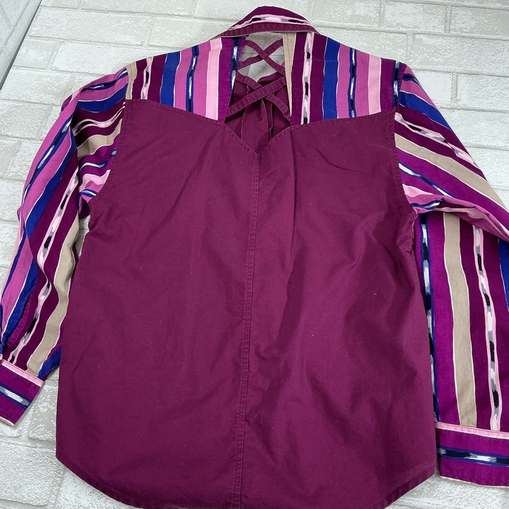 Vvintage Wrangler Purple and Blue Striped Shirt - Picture 5 of 7